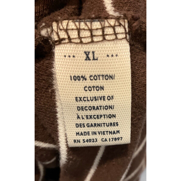 Old Navy Men’s XL Polo Shirt Brown Tan Stripes Short Sleeve Retro Cotton - Picture 4 of 8